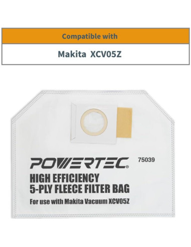Bolsas de Filtro POWERTEC 10PK para Aspiradora Makita XCV05