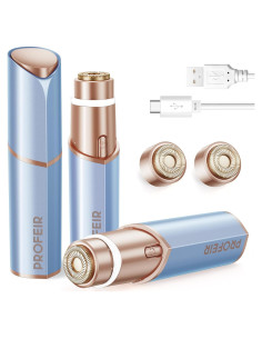 Afeitadora Facial Eléctrica Profeir PF7 Indolora Azul Dorado