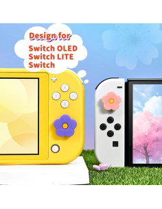 Tapas de agarre DLseego para Joy-Con Switch Lite OLED - Flor 1 2