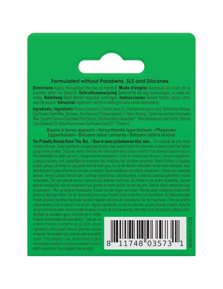 Bálsamo Labial Calmante Sí A Pepino 3 Unidades 4.25 g Bálsamo Labial Calmante Sí A Pepino 3 Unidades 4.25 g