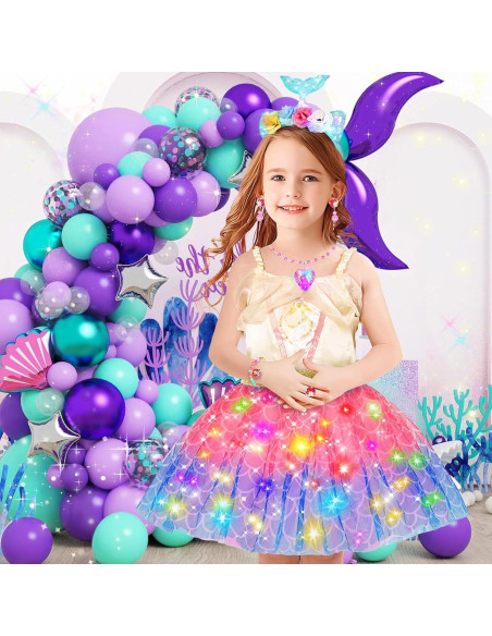 Disfraz de Princesa Iluminado YAOOBEY para Niñas 4-6 Años