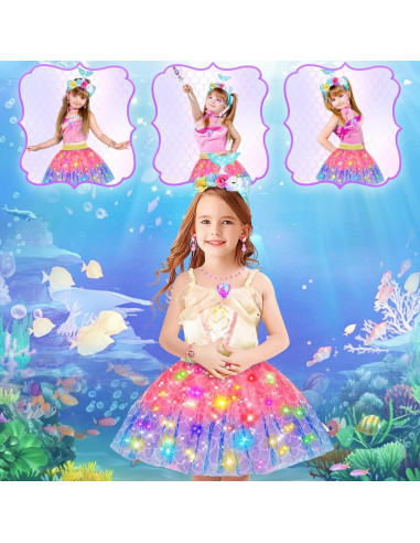 Disfraz de Princesa Iluminado YAOOBEY para Niñas 4-6 Años