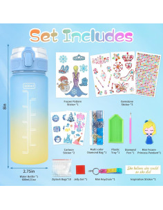 Kit de Botella de Agua DIY Frozen GirlsHome 600ml con Stickers 2