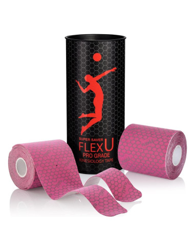 Cinta de Kinesiología FlexU Pro-Combo-Pack 10,16 cm Rosa