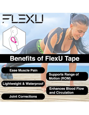 Cinta de Kinesiología FlexU Pro-Combo-Pack 10,16 cm Rosa