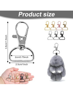 60 Ganchos de Clip Giratorios HXSEMAYIG para Llaveros 3.8 cm 2