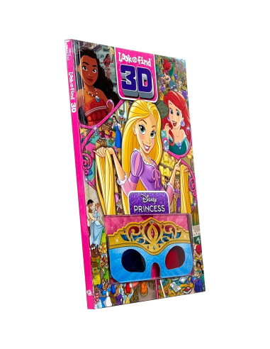 Disney Princess, Moana, Airiel, Rapunzel, and More! - 3D Look and Find Activity Book! - Tiara 3D Glasses Included! - PI Kids