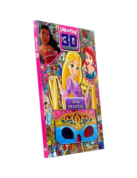 Disney Princess, Moana, Airiel, Rapunzel, and More! - 3D Look and Find Activity Book! - Tiara 3D Glasses Included! - PI Kids