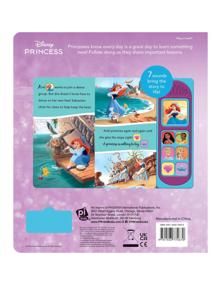 Disney Princess Moana, Ariel, Cinderella, and More! - Princess Lessons Sound Book - PI Kids