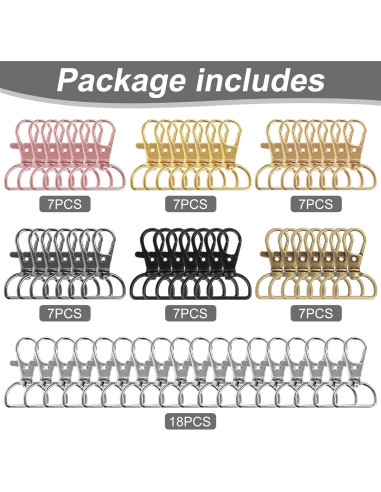 60 Ganchos de Clip Giratorios HXSEMAYIG para Llaveros 3.8 cm