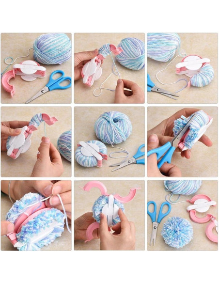 Kit de Hacer Pompones de Hilo Ayasee - 4 Hacedores + 12 Hilos