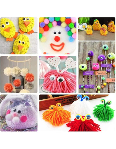 Kit de Hacer Pompones de Hilo Ayasee - 4 Hacedores + 12 Hilos