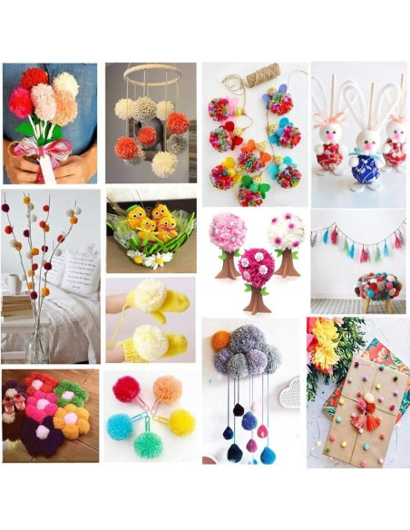 Kit de Hacer Pompones de Hilo Ayasee - 4 Hacedores + 12 Hilos