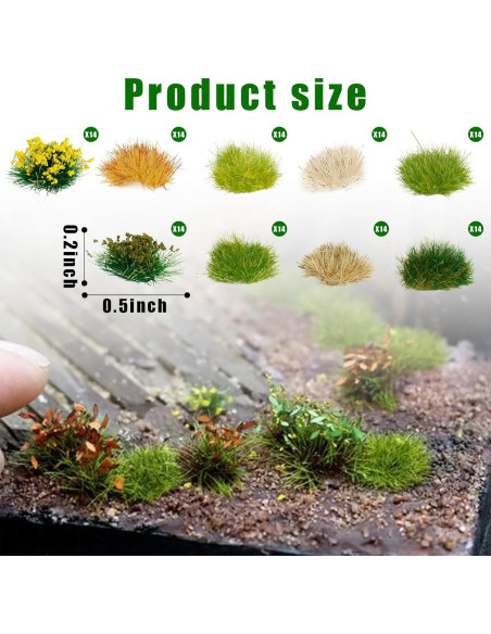 Kit 126 Piezas Grama Estática Rizada Warmtree para Dioramas
