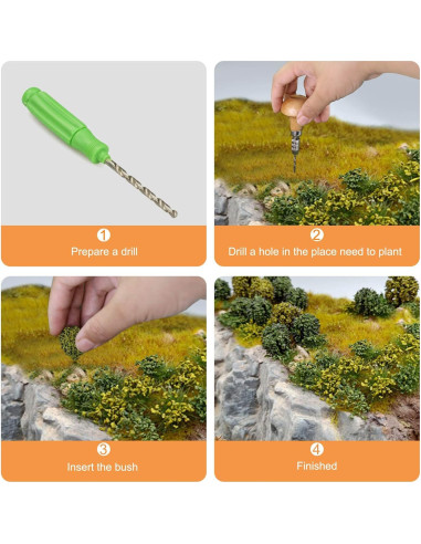 Arbustos Miniatura Evemodel para Escenografía 24 Piezas