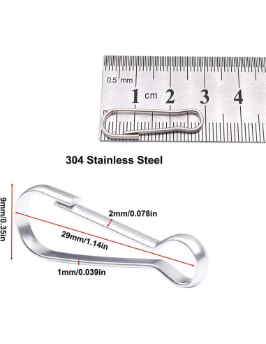 20 Ganchos de Clip de Acero Inoxidable 304 29mm para Lanyard