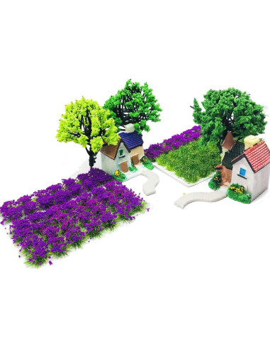 Cayway 28 PCS Tufts de Hierba Púrpura para Modelismo