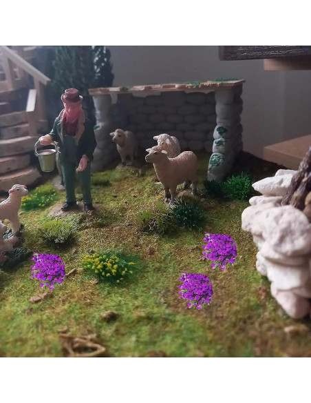 Cayway 28 PCS Tufts de Hierba Púrpura para Modelismo