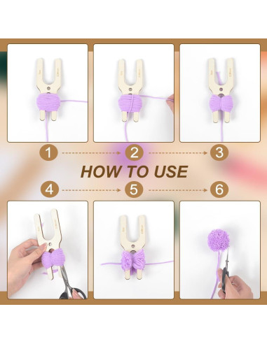 Creador de Pompones de Madera BENECREAT 4 Piezas 8 Tamaños