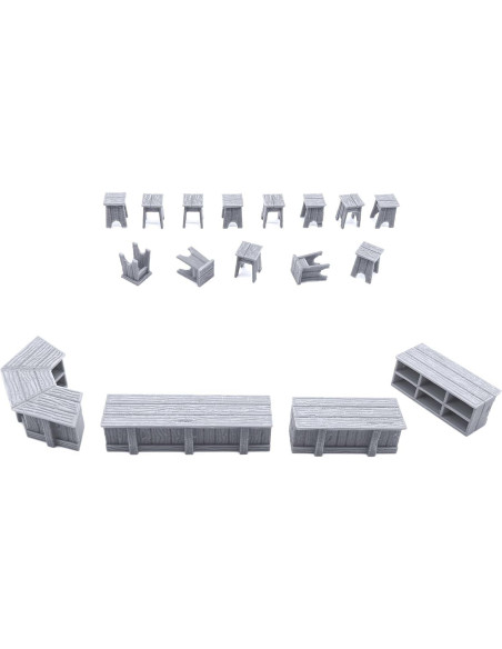 Conjunto de Muebles de Taberna EnderToys 60 Piezas 3D RPG