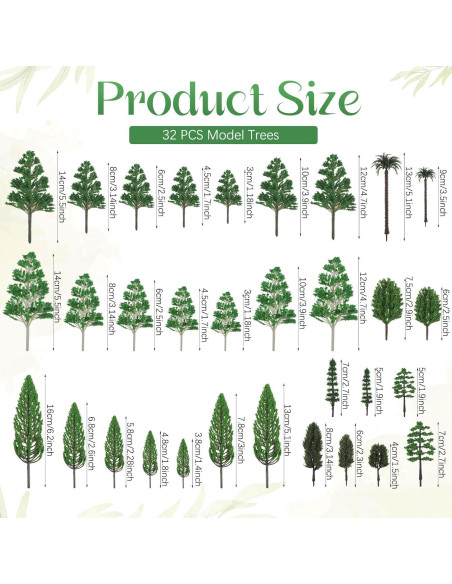 Kit Diorama 40 Piezas Thiccywoov 32 Árboles Miniatura 3-15.75 cm