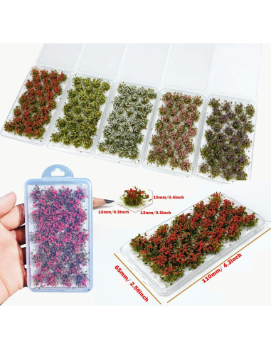 Woohome 32 Piezas Hierba Artificial Roja para Diorama