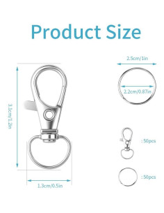 100 Ganchos de Llavero HXSEMAYIG con Cierres de Langosta Plata 2