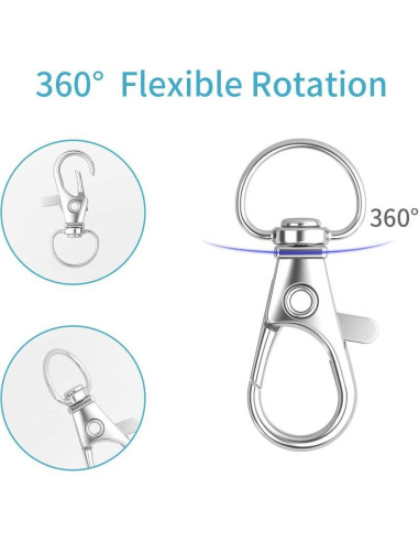 100 Ganchos de Llavero HXSEMAYIG con Cierres de Langosta Plata