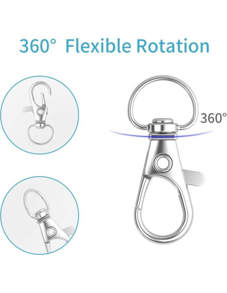 100 Ganchos de Llavero HXSEMAYIG con Cierres de Langosta Plata