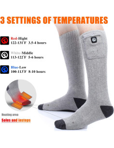 Calcetines Calentados Day Wolf Unisex 7.4V Recargables Gris M 2