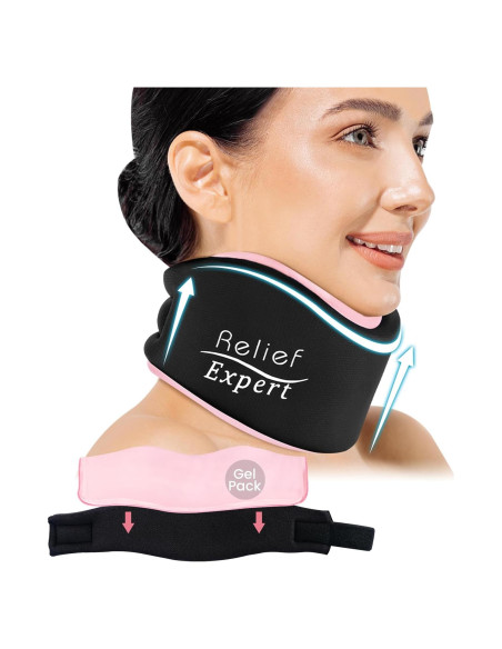 Collar Cervical Suave Relief Expert Rosa con Gel Caliente y Frío