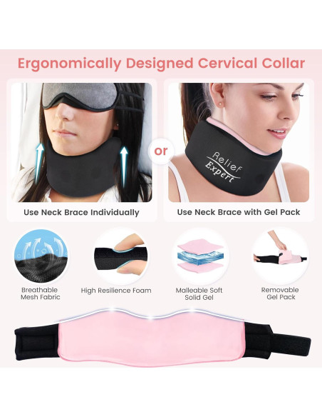Collar Cervical Suave Relief Expert Rosa con Gel Caliente y Frío