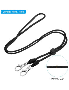 Cinta de Cuello Ajustable PATIKIL Negra 45x0.4cm para Identificación 2