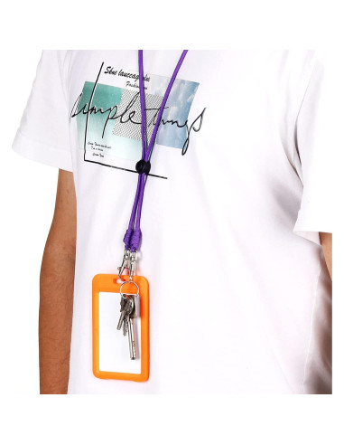 Cinta de Cuello Ajustable PATIKIL Negra 45x0.4cm para Identificación