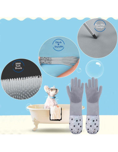 Guantes de Aseo para Mascotas 1TO3GO Gris - Silicona