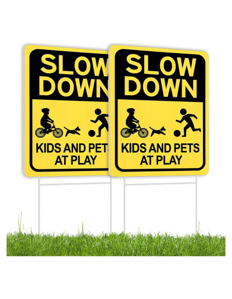 Señal de Reducir Velocidad HISVISION 2 Pack Niños Mascotas