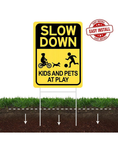 Señal de Reducir Velocidad HISVISION 2 Pack Niños Mascotas