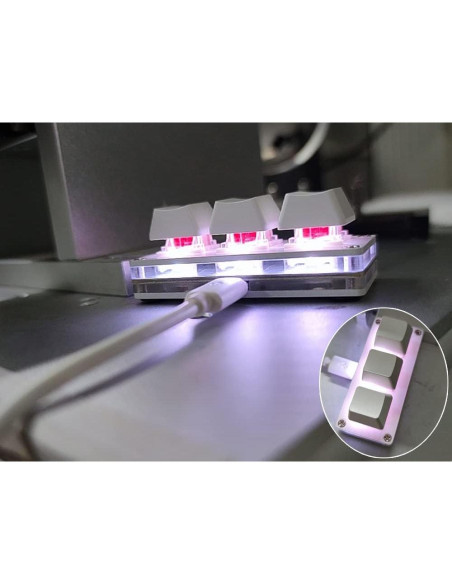 Teclado Mecánico Mini Macro QINIZX USB-C RGB 3 Teclas Teclado Mecánico Mini Macro QINIZX USB-C RGB 3 Teclas