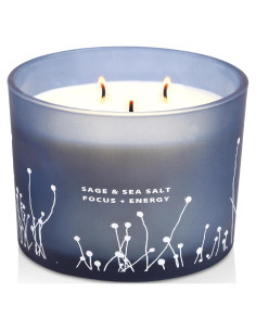 Vela Aromática de Soja 3 Mechas Sal Marina y Salvia 411g