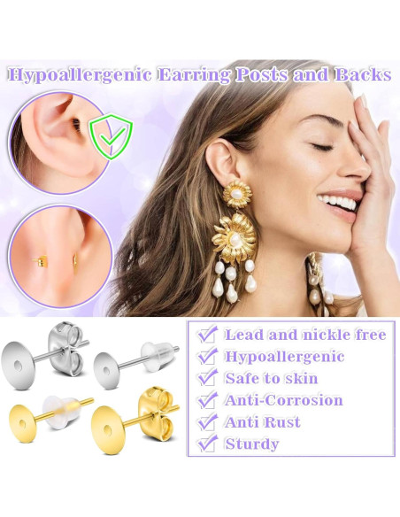 Kit de Pegamento para Joyería Anezus con 600 Piezas de Aretes