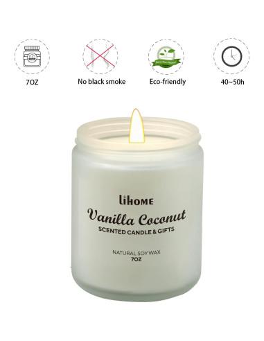 Vela Aromática de Cera de Soja Lihome Coco de Vainilla 200g