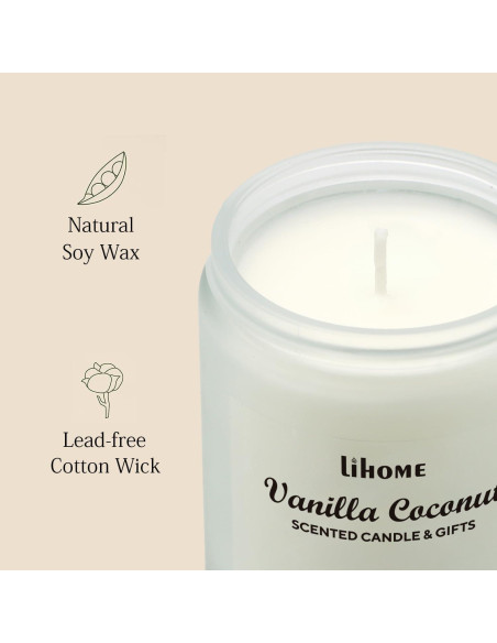 Vela Aromática de Cera de Soja Lihome Coco de Vainilla 200g