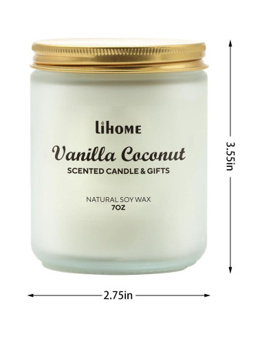 Vela Aromática de Cera de Soja Lihome Coco de Vainilla 200g