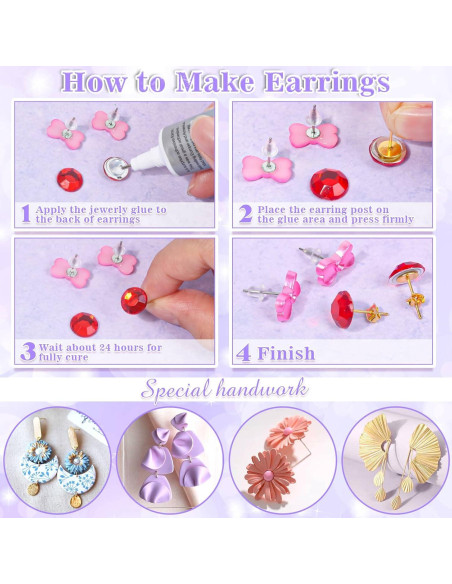 Kit de Pegamento para Joyería Anezus con 600 Piezas de Aretes