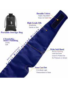 Máscara de Sueño de Seda Natural SOLZEK Azul Marino 2