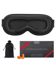 Máscara de Sueño 3D BeeVines, Bloqueo Total de Luz, Negro