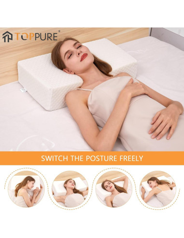 Cojín de Espuma de Memoria TOPPURE 60x30x12 cm Blanco