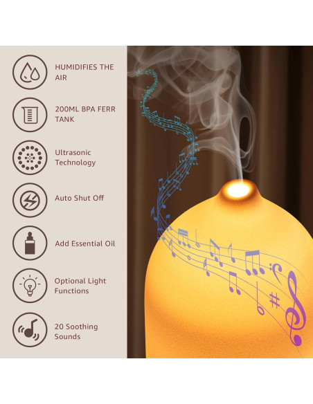 Difusor de Cerámica 200ML Gooamp con Sonidos Naturales Difusor de Cerámica 200ML Gooamp con Sonidos Naturales