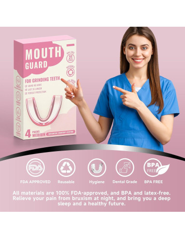 Paquete de 4 Protectores Bucales Medianos Natrlteeth Rosados