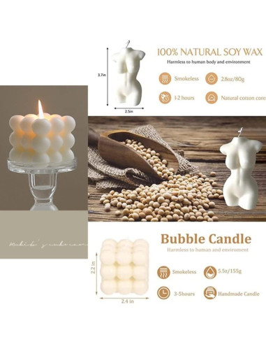 2 Velas Aromáticas Burbuja Cera de Soja OUKEYI Decoración